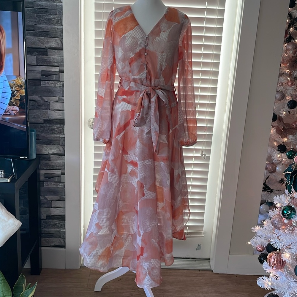 Express floral orange and white long dress
